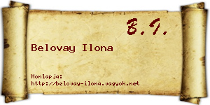 Belovay Ilona névjegykártya